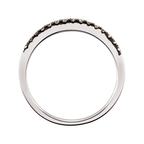 14k White Gold 1/5 CTW Brown Diamond Band, Size 7