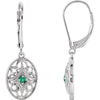 Pair of Decorative Gemstone Fashion Lever Back Earrings in Sterling Silver