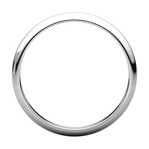 14k White Gold 2.5mm Half Round Band, Size 8.5
