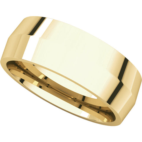 14k Yellow Gold 7mm Knife Edge Comfort Fit Band , Size 8