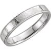 14k White Gold 4mm Flat Comfort-Fit Milgrain Hammer Finish Band, Size 8