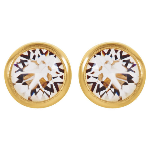 14k Yellow Gold Crystal Inverness Piercing Bezel Earrings