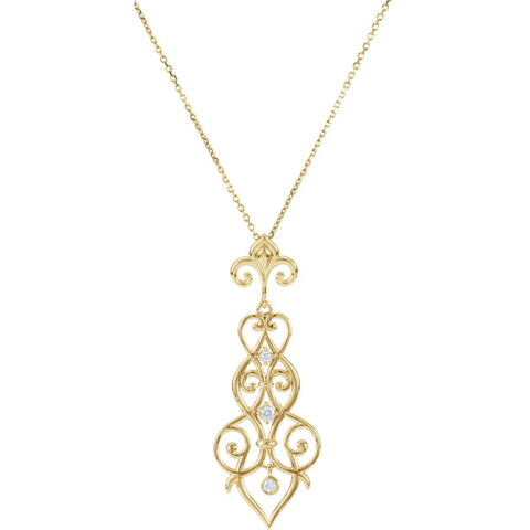 14k Yellow Gold 1/6 CTW Diamond Decorative 18" Necklace
