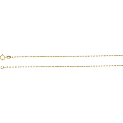 14k Yellow Gold 1mm Solid Rope 16" Chain