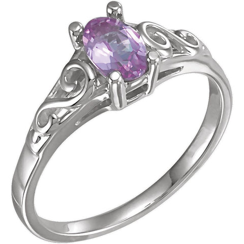 Sterling Silver October Imitation Birthstone Ring , Size 5