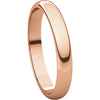 14k Rose Gold 3mm Half Round Wedding Band, Size 5