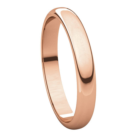 14k Rose Gold 3mm Half Round Band , Size 4