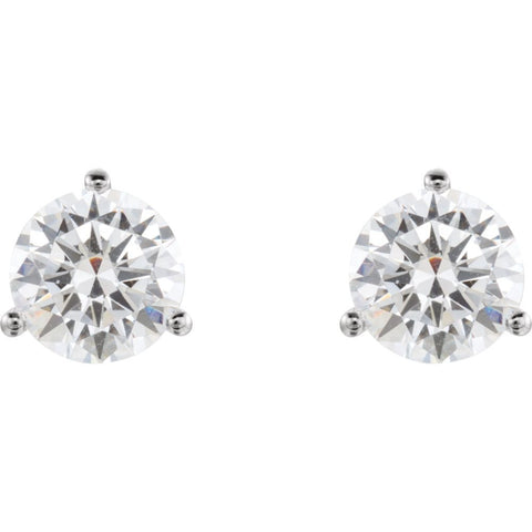 14k White Gold 6.5mm Round 3-Prong Threaded Post Earring Mounting