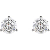 14k White Gold 6.5mm Round 3-Prong Threaded Post Earring Mounting