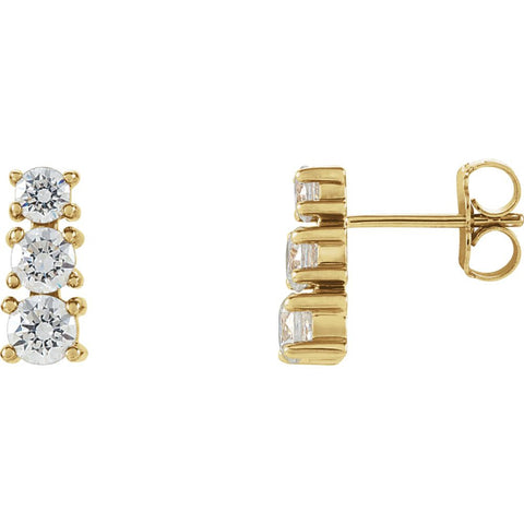 14k Yellow Gold Three-Stone Earrings