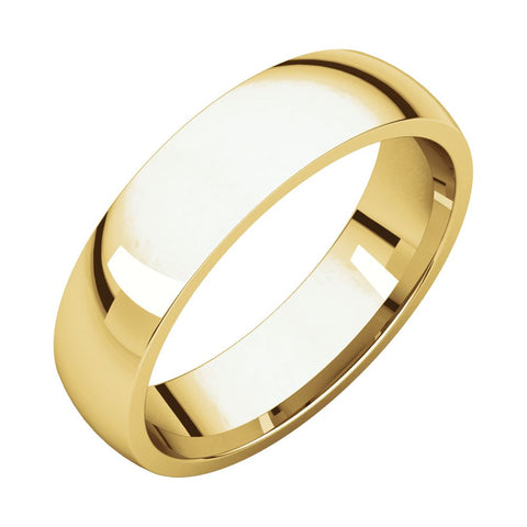 14k Yellow Gold 5mm Light Comfort Fit Band, Size 7.5