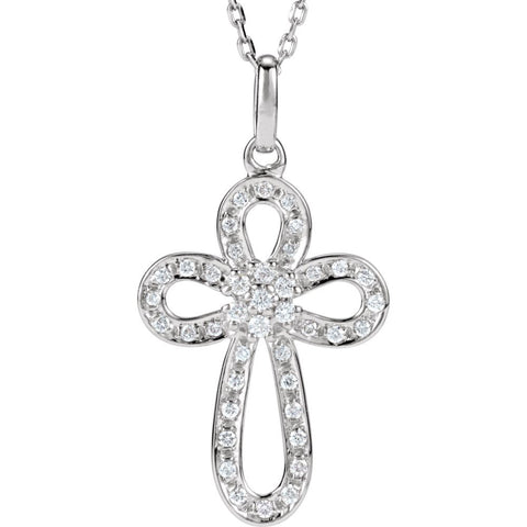 Sterling Silver 1/5 CTW Diamond Cross 18" Necklace