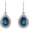 14k White Gold London Blue Topaz Sculptural-Design Dangle Earrings