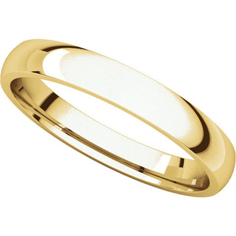 14k Yellow Gold 3mm Light Comfort Fit Band, Size 7