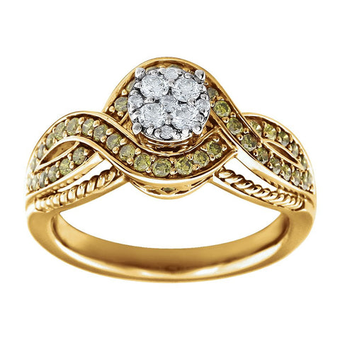 14k Yellow Gold 5/8 CTW Diamond Engagement Ring , Size 7