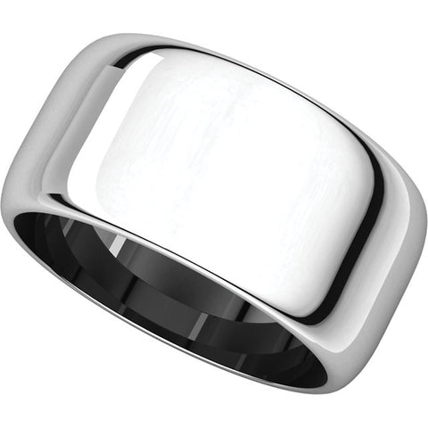 14k White Gold 10mm Half Round Band, Size 7.5