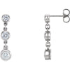 Cubic Zirconia 3-Stone Earrings in 14k White Gold