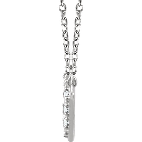 14k White Gold 1/6 CTW Diamond Square Cluster 16-18" Necklace