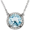 14k White Gold Sky Blue Topaz & 0.05 ctw. Diamond 16-inch Necklace