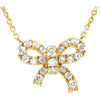 14k Yellow Gold 1/6 ctw. Diamond Bow 18-inch Necklace