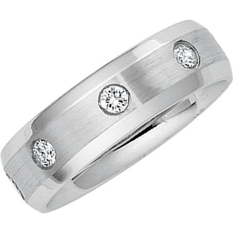 1/2 CTTW Diamond Duo Wedding Band Ring in 14k White Gold (Size 7 )