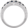 14k White Gold Blue Sapphire & Diamond Granulated Design Ring, Size 7