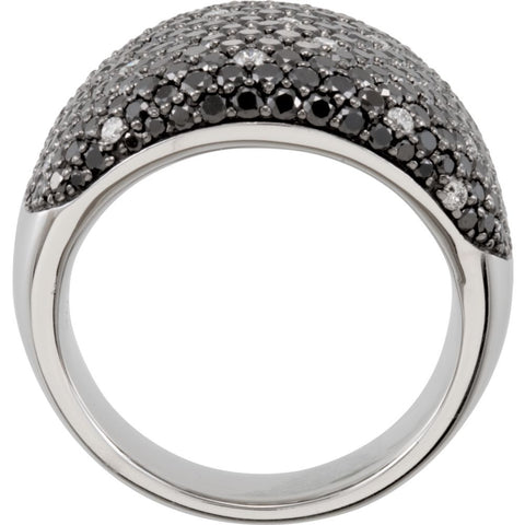 14k White Gold 3 CTW Black & White Diamond Pavé Ring, Size 7