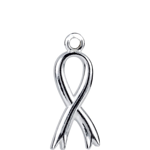 14k White Gold Breast Cancer Awareness Ribbon Charm with Jump Ring
