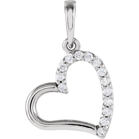 14k White Gold .07 CTW Diamond Heart Pendant