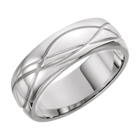 Platinum 8mm Grooved Design Band Size 11