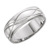 Platinum 8mm Grooved Design Comfort-Fit Wedding Band for Men, Size 11