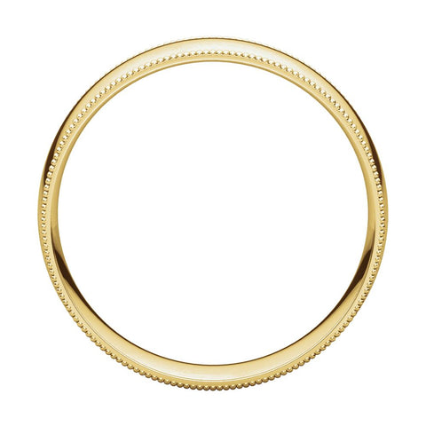14k Yellow Gold 6mm Light Comfort Fit Milgrain Band , Size 10