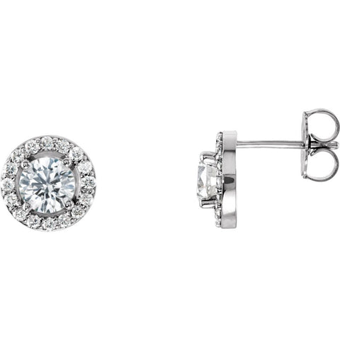 Pair of 1 3/8 CTTW Halo-Styled Stud Earrings in 14k White Gold