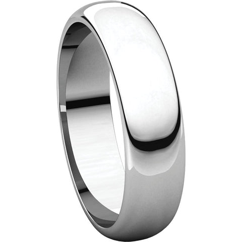 Sterling Silver 5mm Half Round Band, Size 6.5