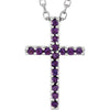 14K White Gold Amethyst Cross 16-Inch Necklace