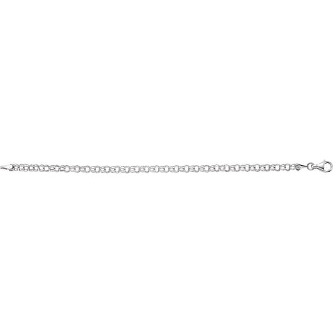 14k White Gold 3.75mm Solid 7" Charm Bracelet