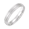 14k White Gold 4mm Flat Edge Comfort-Fit Milgrain Satin Finish Wedding Band for Men, Size 10