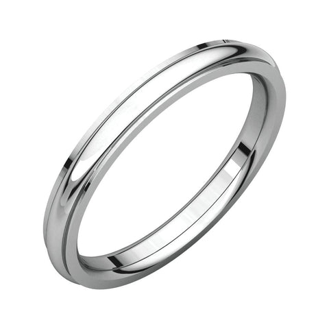 14k White Gold 2.5mm Comfort Fit Edge Band , Size 6