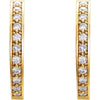 14k Yellow Gold 3/4 CTW Diamond Hoop Inside/Outside Earrings
