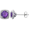 Pair of 0.015 CTTW Halo-Styled Button Earrings in Sterling Silver
