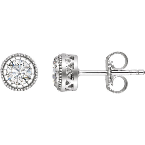 14k White Gold White Sapphire "April" Birthstone Earrings