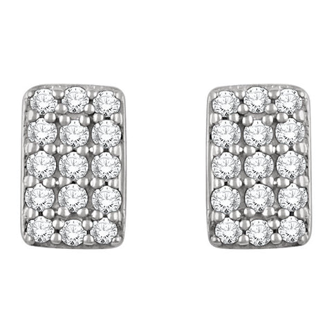 14k White Gold 1/5 CTW Diamond Rectangle Cluster Earrings