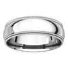 14k White Gold 6mm Double Milgrain Comfort Fit Band, Size 12