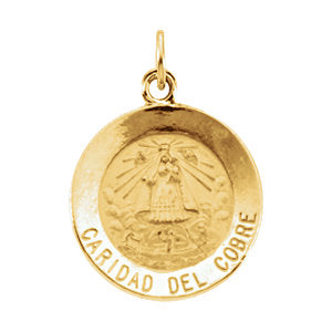 14k Yellow Gold 15mm Round Caridad del Cobre Medal