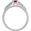 14k White Gold July Imitation Birthstone Ring , Size 5
