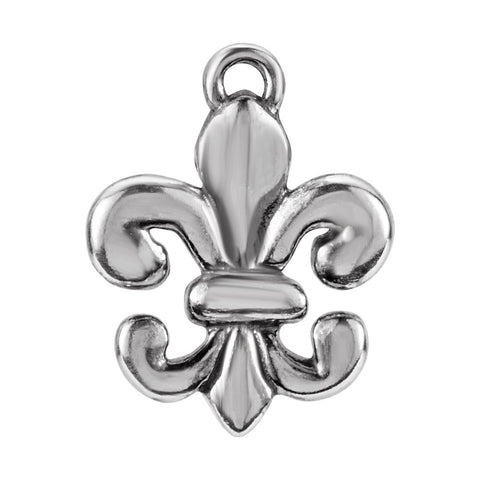 Fleur-De-Lis Design Dangle Component With Jump Ring in Sterling Silver