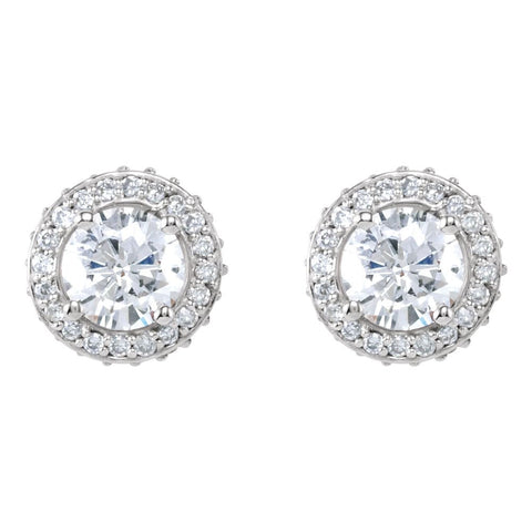 14k White Gold 1 1/3 CTW Diamond Earrings