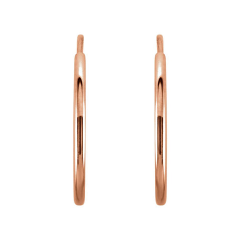 14k Rose Gold 15mm Endless Hoop Earrings