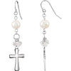 Sterling Silver 58.8x12.8mm Bridesmaid Dangle Cross Earrings with Packaging