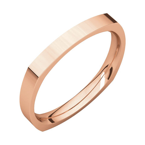 14k Rose Gold 2.5mm Square Comfort Fit Band, Size 7